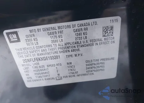 2016 Chevrolet Equinox Lt z USA, uszkodzony, nr VIN 2GNFLFEKXG6193281